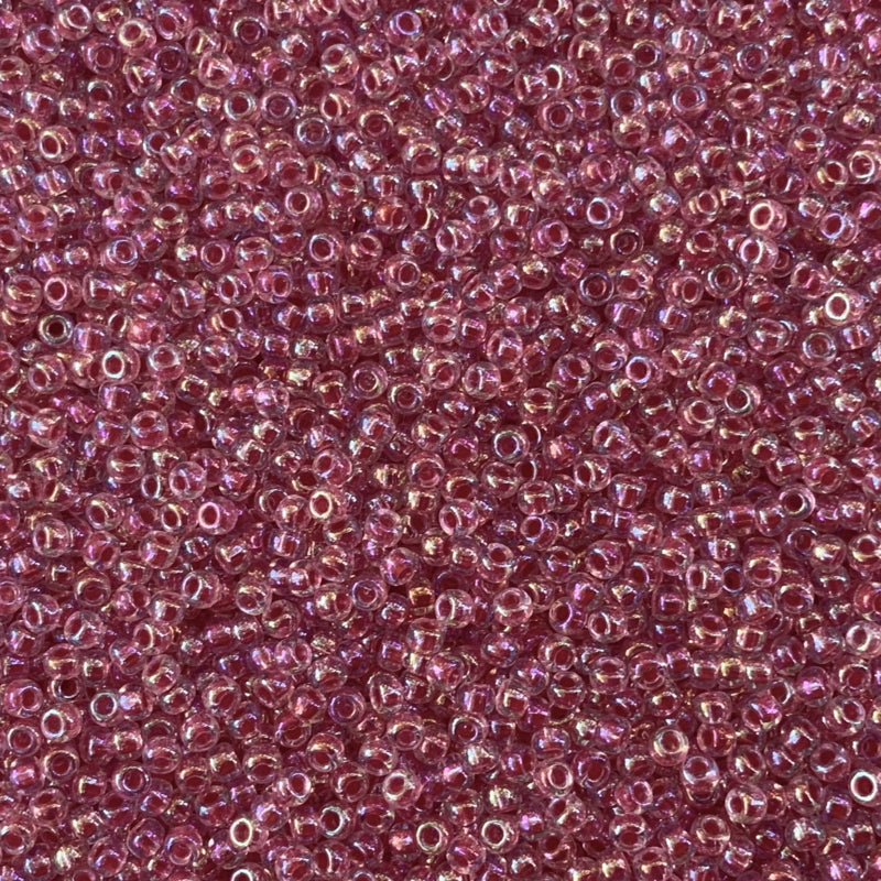 276 - Transparant Colour lined Rainbow Pink - 9/0