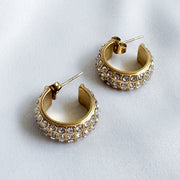 Oorbellen hoops 3 rijen zirconia