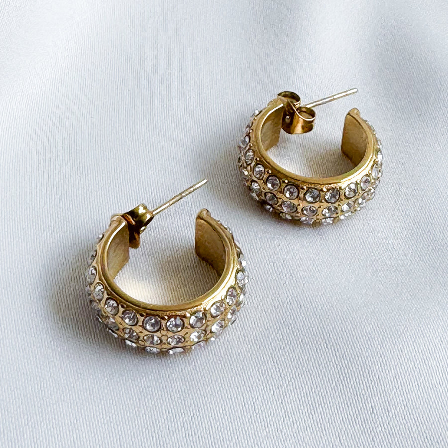 Oorbellen hoops 3 rijen zirconia