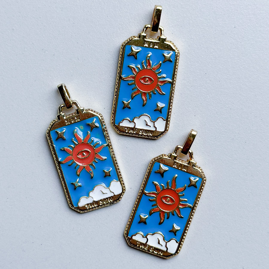 Charm Tarot card sun - blue