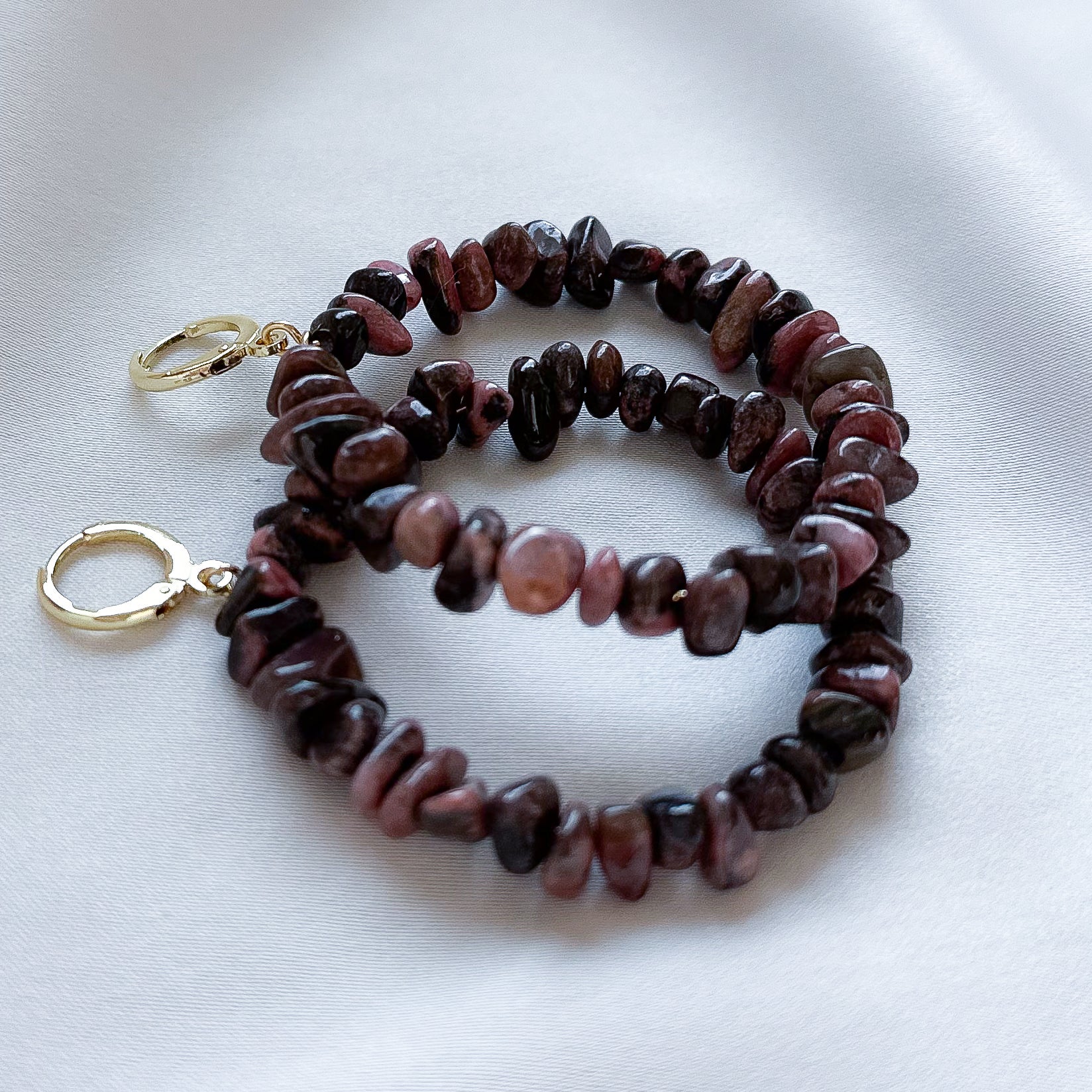 Oorbellen creool natuursteen - rhodonite