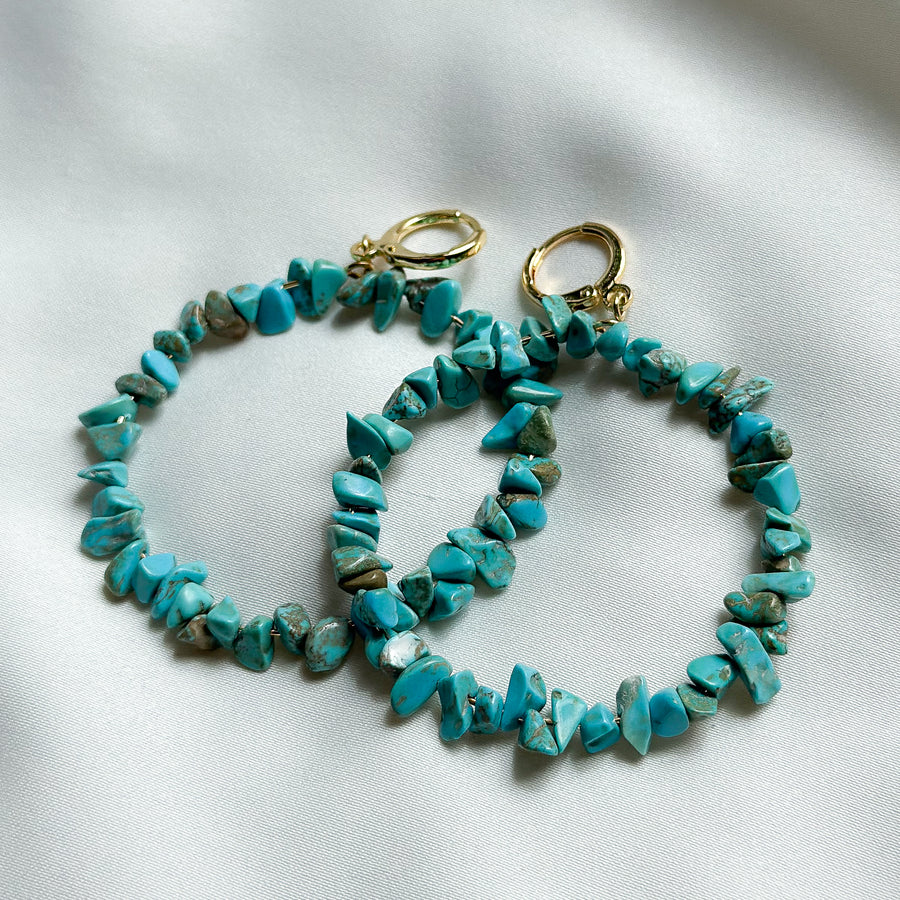 Oorbellen creool natuursteen - turquoise