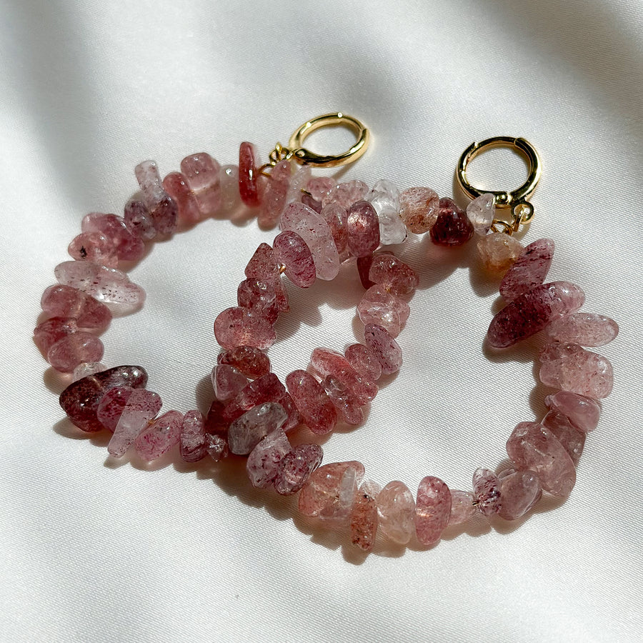 Oorbellen creool natuursteen - strawberry quartz