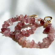 Oorbellen creool natuursteen - strawberry quartz