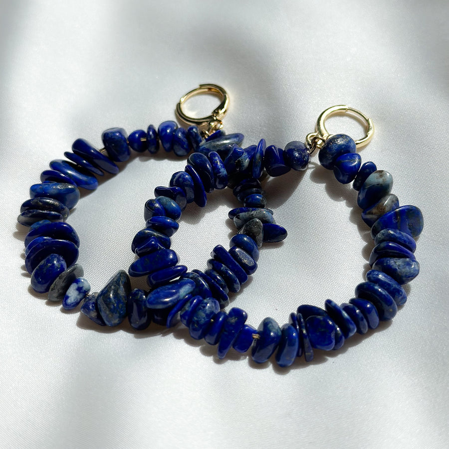 Oorbellen creool natuursteen - lapis lazuli
