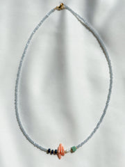 Ketting geslepen glas - blauw