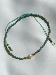 Schuif armbandje miyuki kraaltjes en pareltje - olijf groen