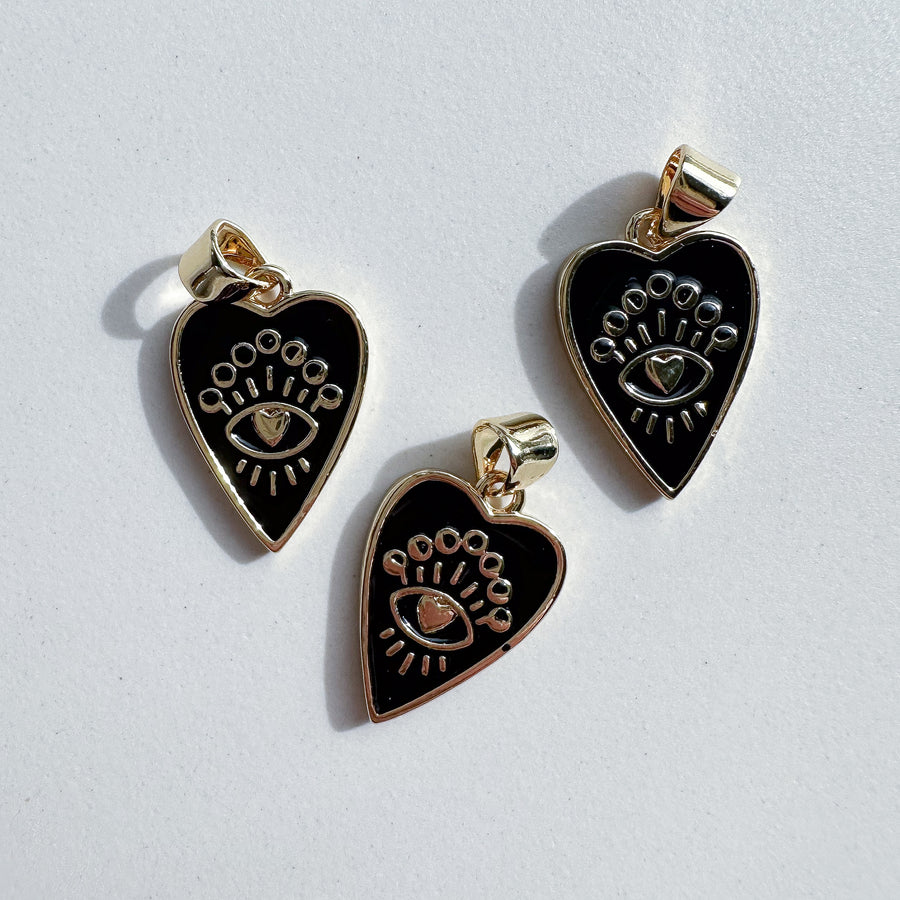 Charm Heart evil eye - black