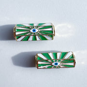 Charm Connector Evil eye - green white