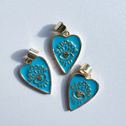 Charm Heart evil eye - turquoise