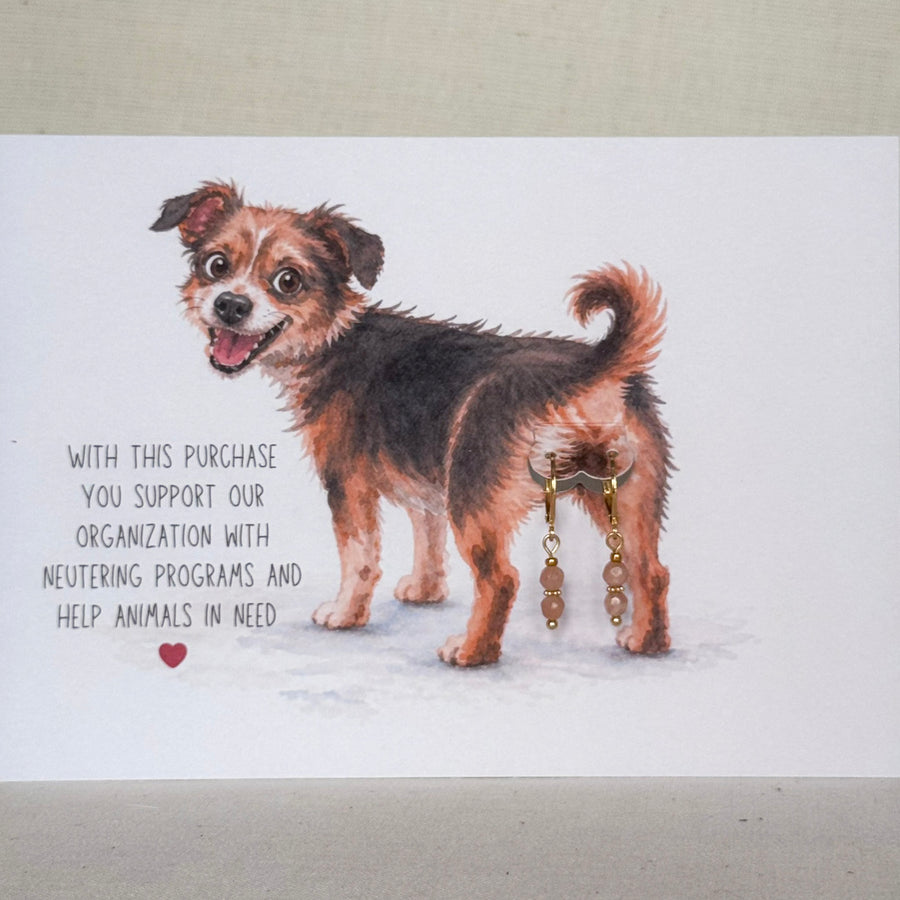 Hond - oorbel beige