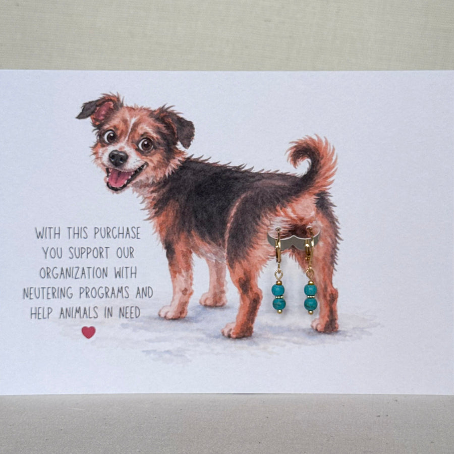 Hond - oorbel turquoise