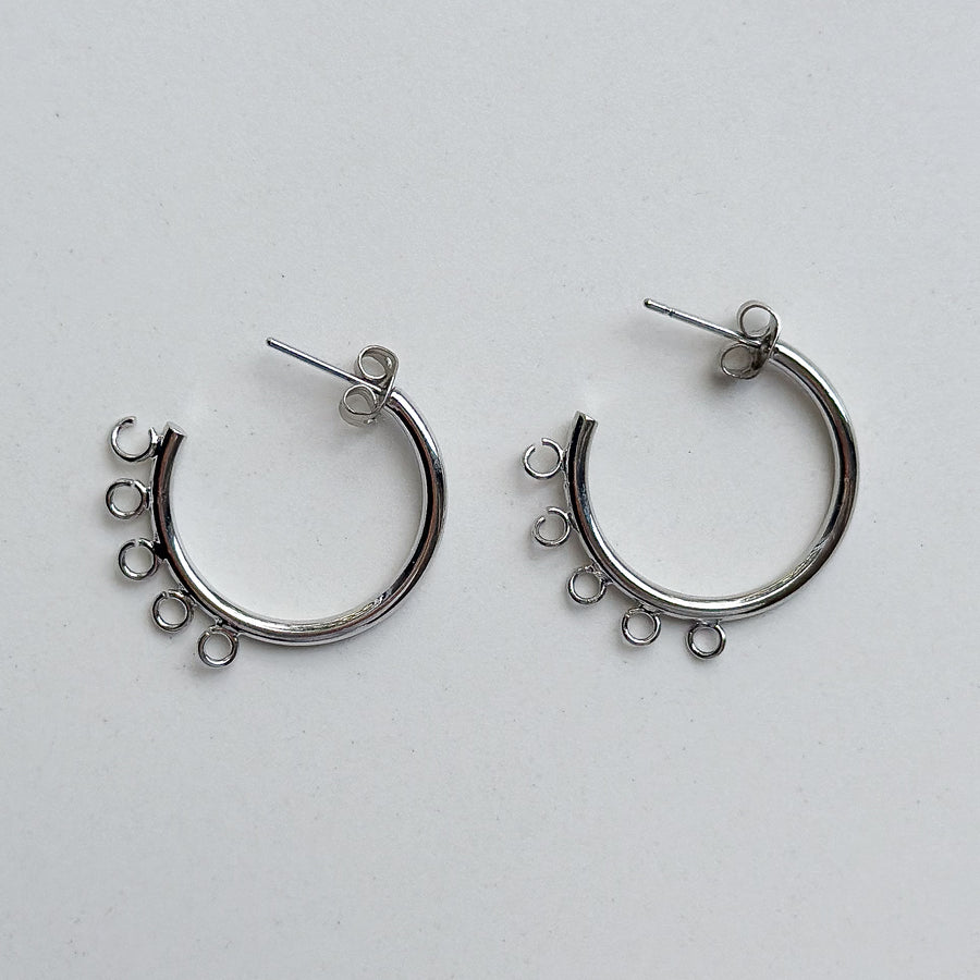 Earrings hoops base 4 eyes - silver