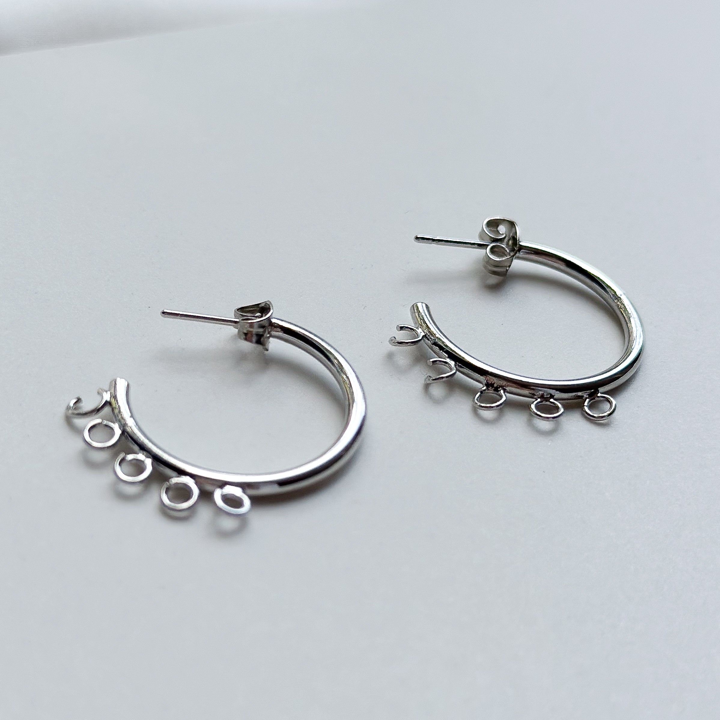 Earrings hoops base 4 eyes - silver