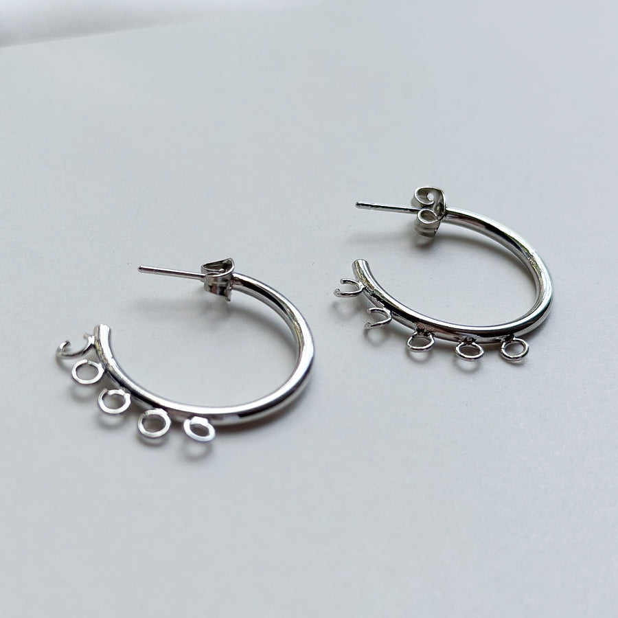 Earrings hoops base 4 eyes - silver