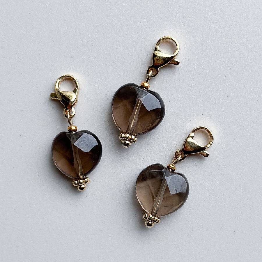 Charm Clip-on natural stone - smokey quartz