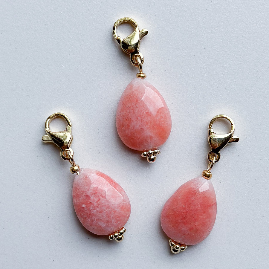 Charm Clip-on natural stone - salmon pink