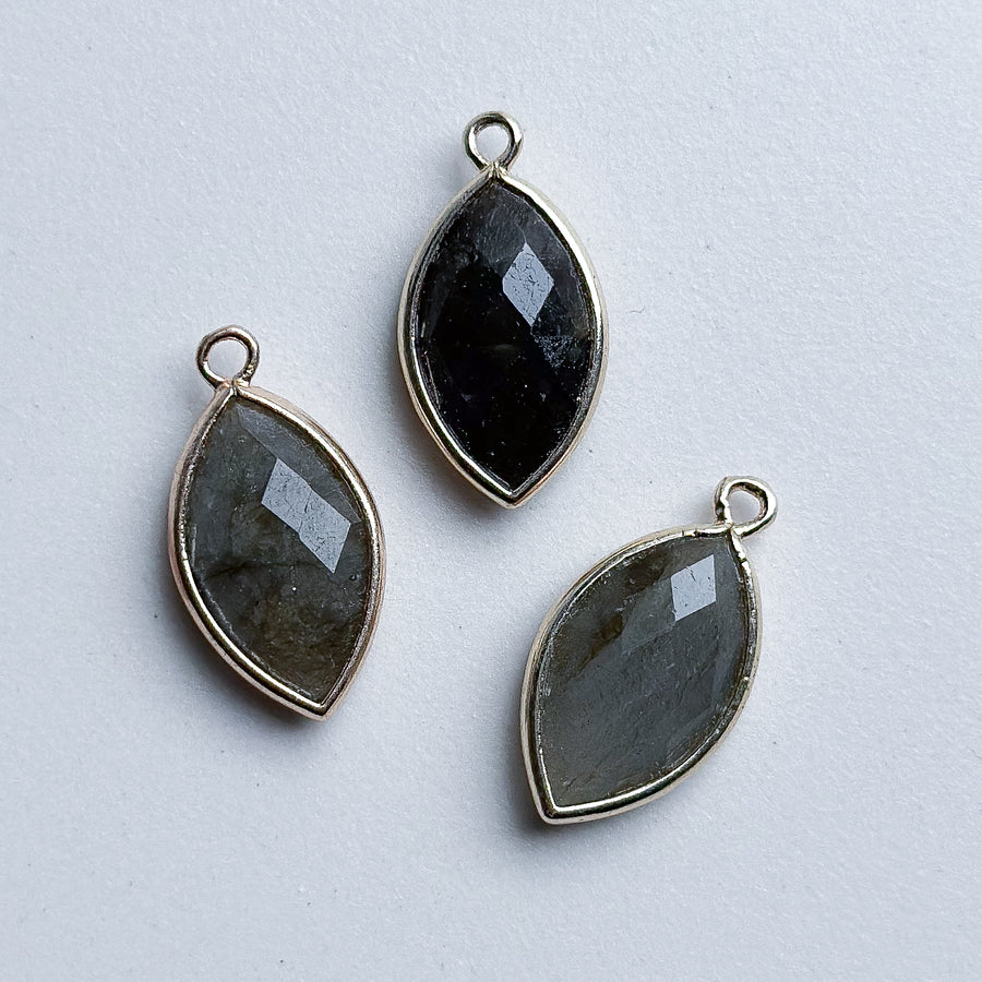 Charm Natural Stone Drop - labradorite