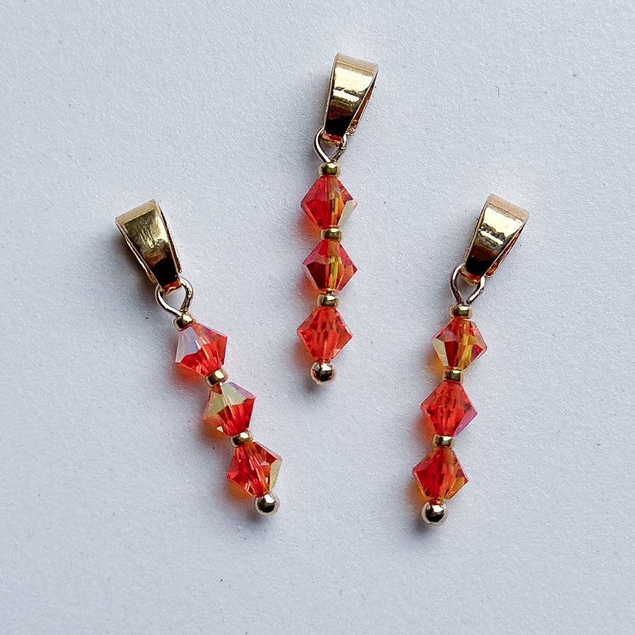 Charm natural stone - Swarovski orange AB