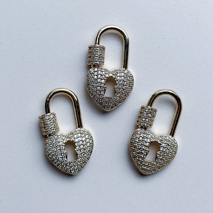 Charm Connector Heart Lock Zirconia