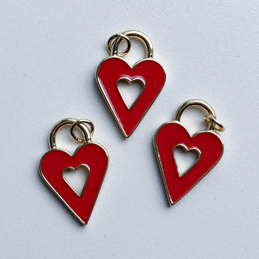 Charm Heart Lock - Red