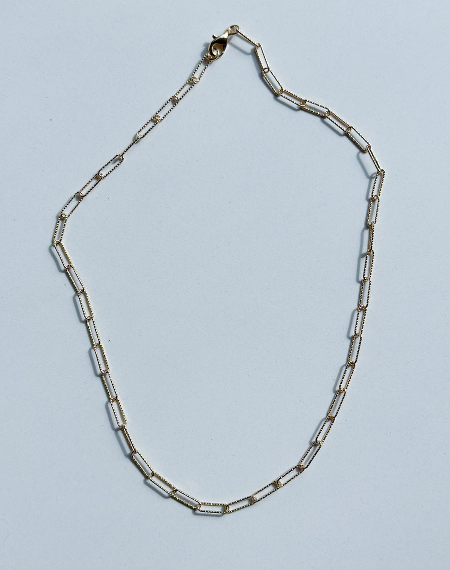 Schakel ketting - paperclip textured goud