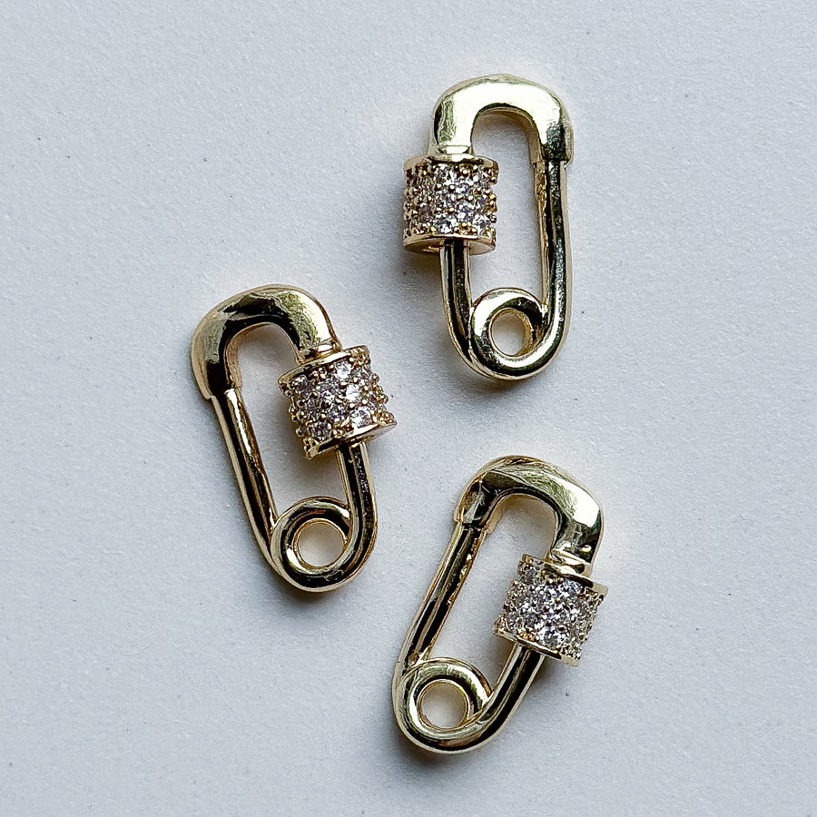 Charm Connector Safety Pin Mini Zirconia