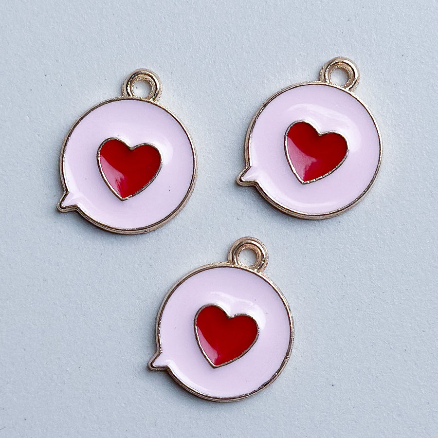 Charm Speech Bubble red heart - pink