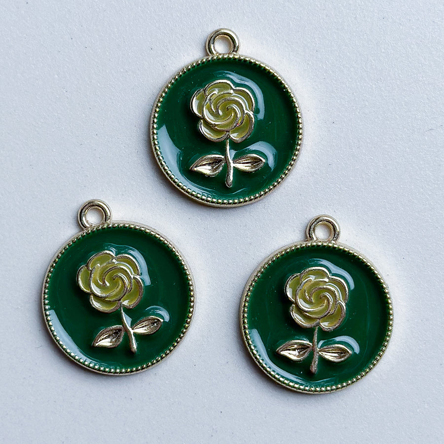 Charm Coin with rose - blue