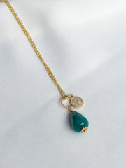 Goldplated ketting met natuursteentje - groen