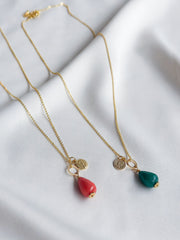 Goldplated ketting met natuursteentje - groen