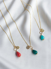 Goldplated ketting met natuursteentje - azur