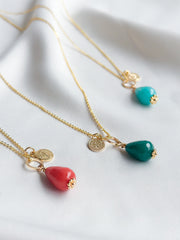 Goldplated ketting met natuursteentje - koraal