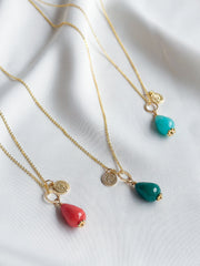 Goldplated ketting met natuursteentje - groen