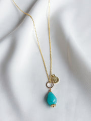 Goldplated ketting met natuursteentje - azur