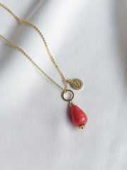 Goldplated ketting met natuursteentje - koraal