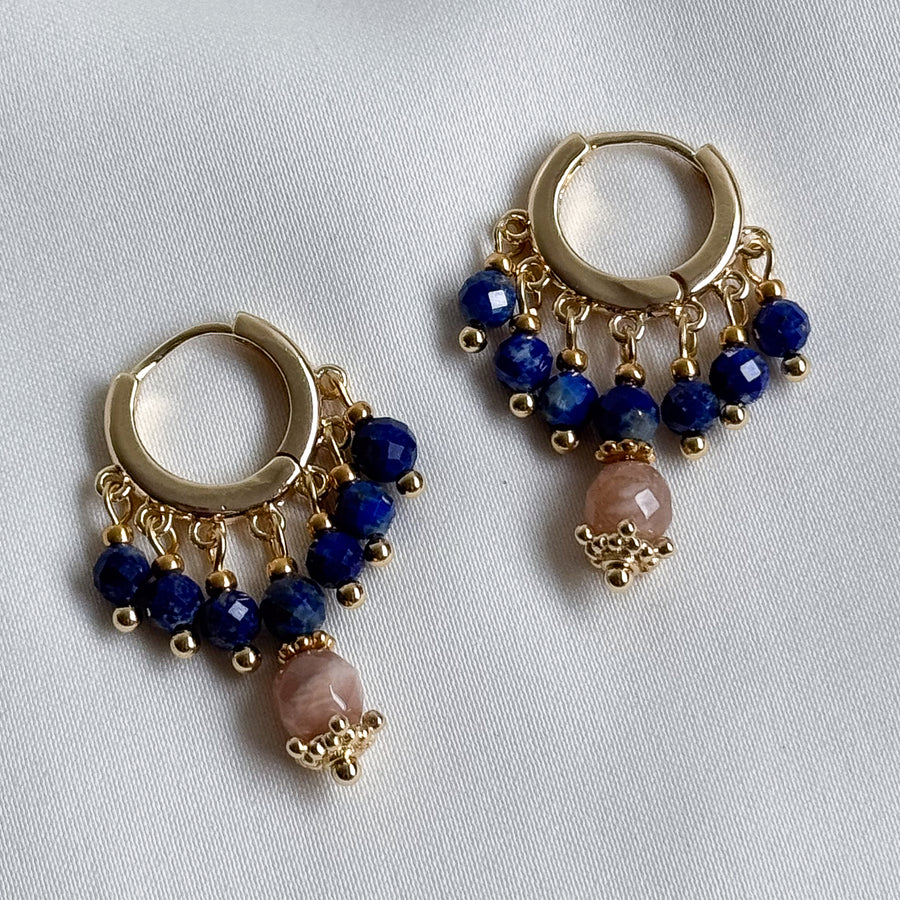 Oorbellen hoops indian - donker blauw