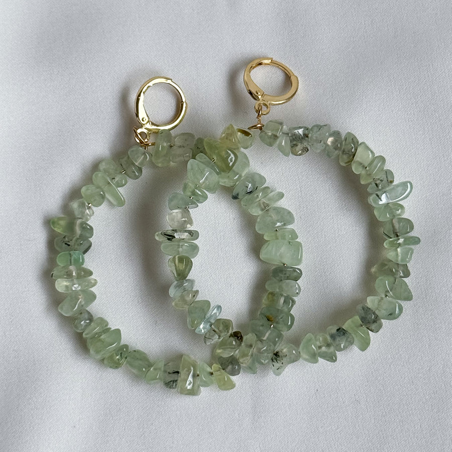 Oorbellen creool natuursteen - prehnite