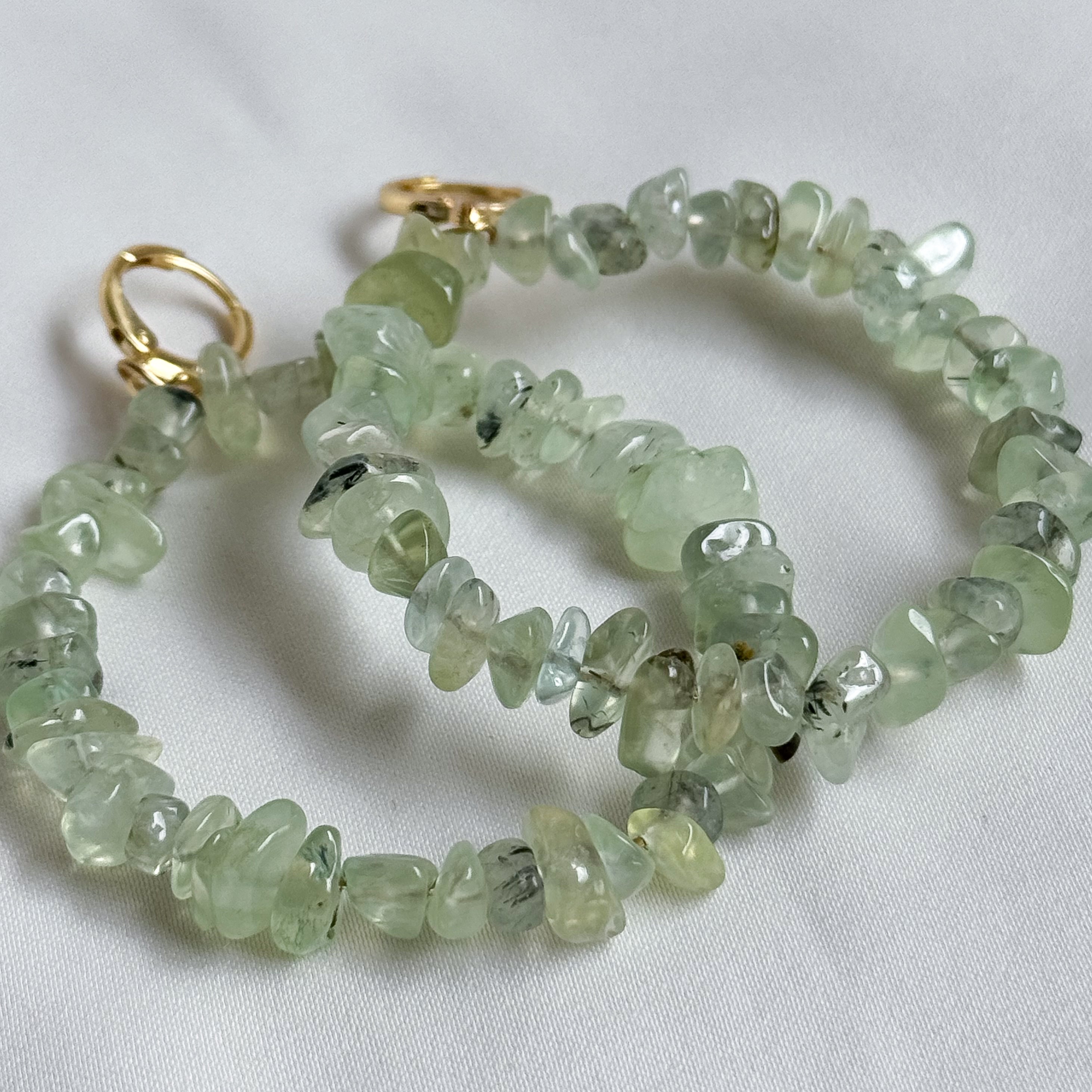 Oorbellen creool natuursteen - prehnite