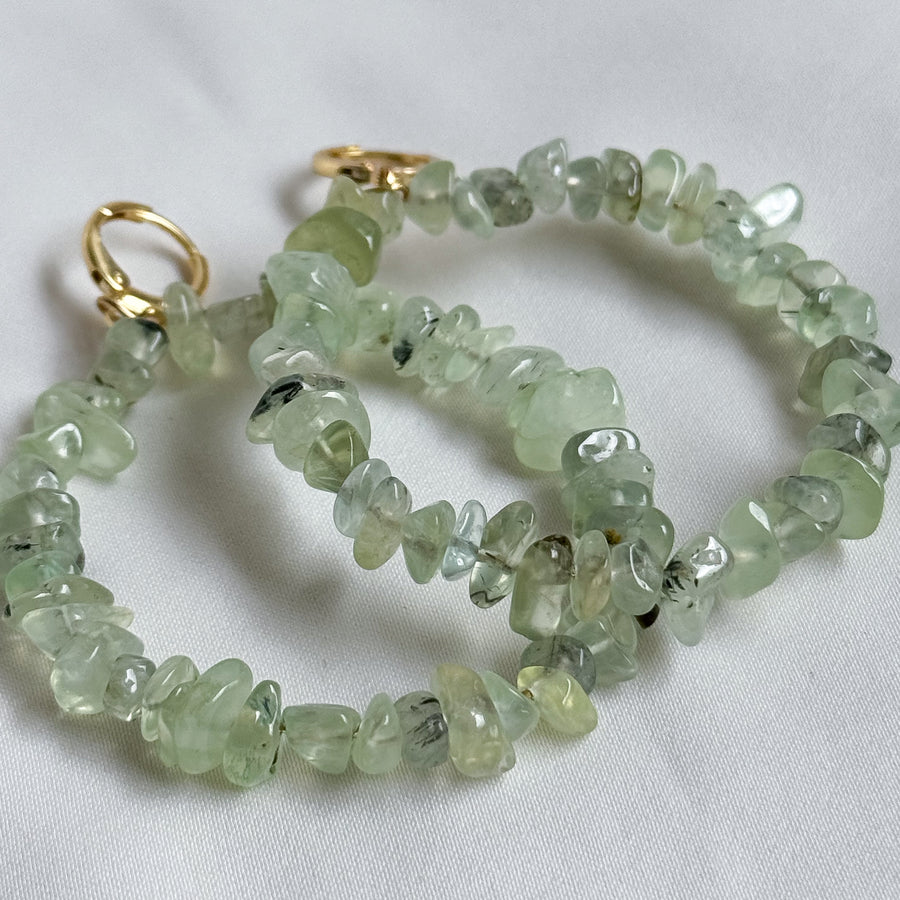 Oorbellen creool natuursteen - prehnite