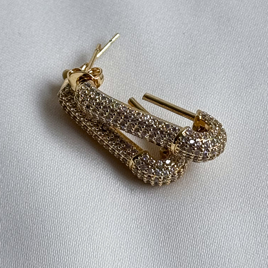 Oorbellen paperclip zirconia