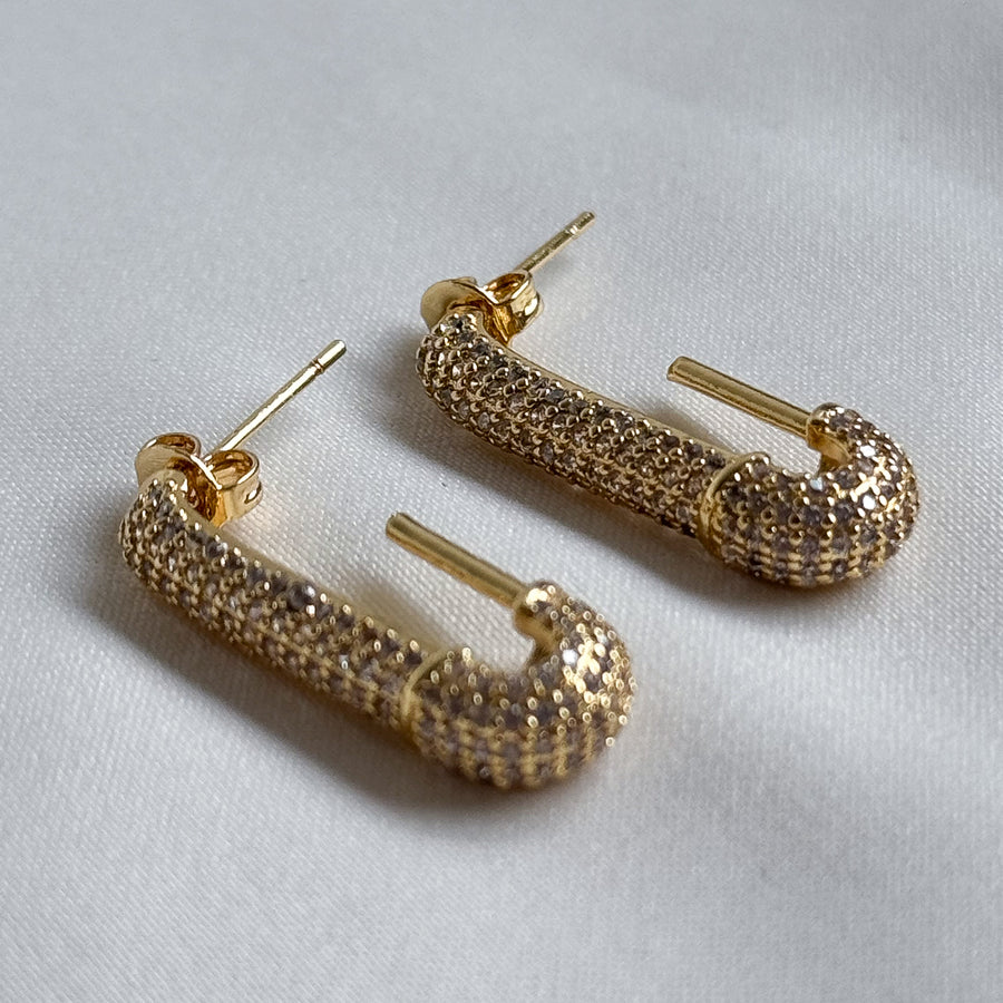 Oorbellen paperclip zirconia