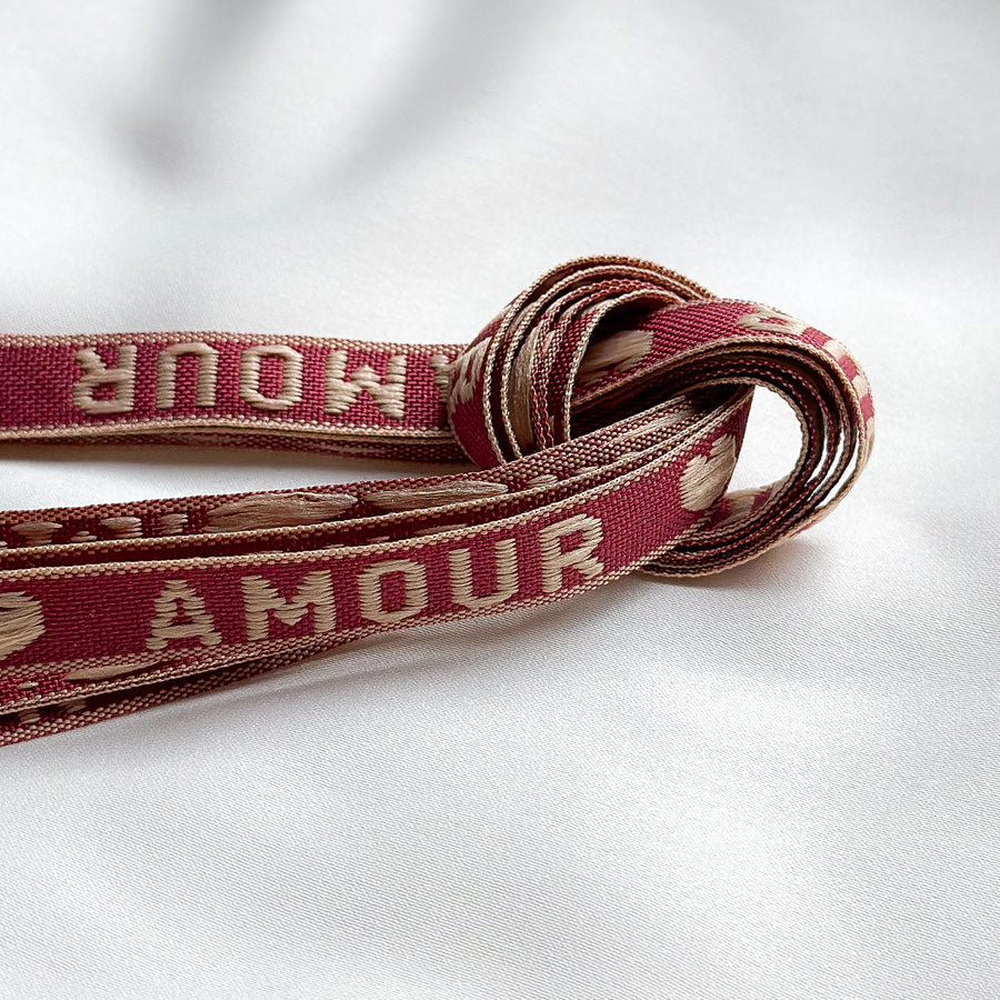 Amour ribbon - burgundy red / beige