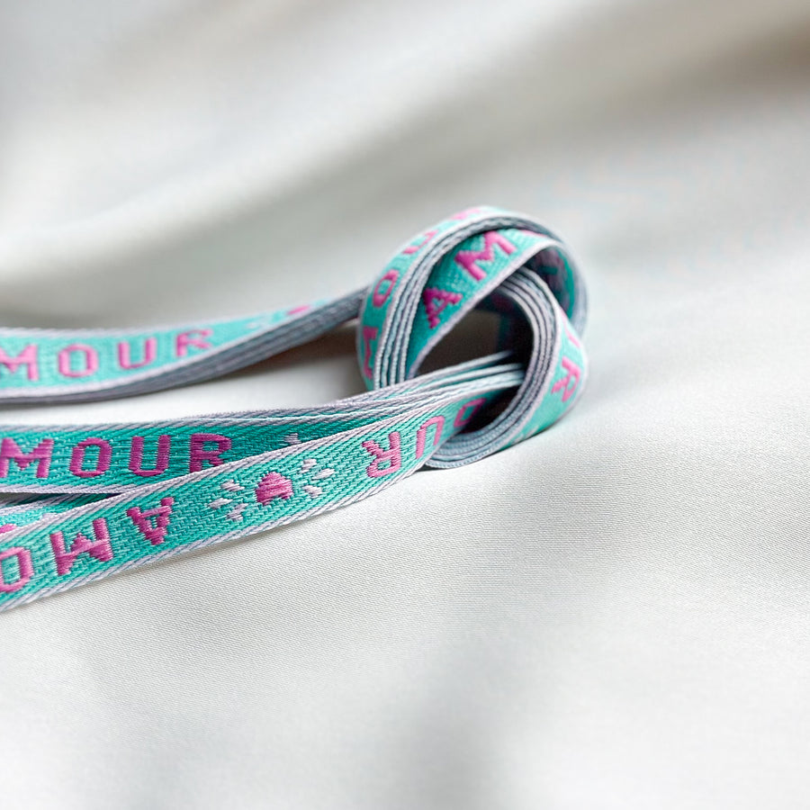 Amour ribbon - turquoise / pink