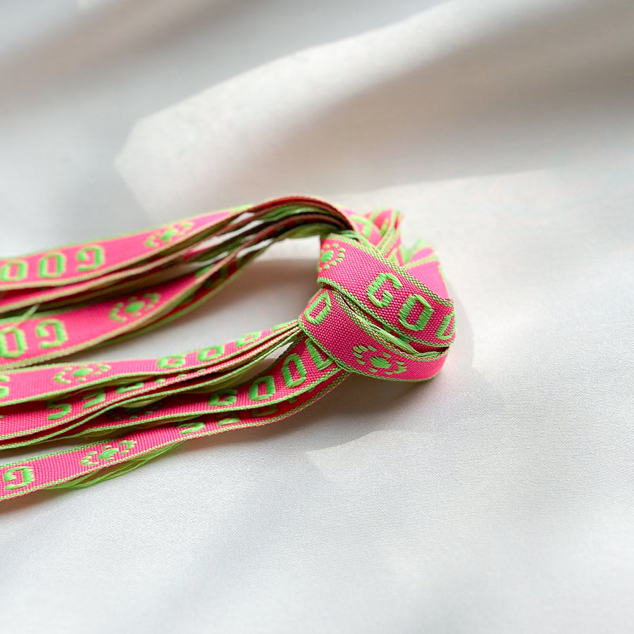 Good Vibes ribbon - pink / green