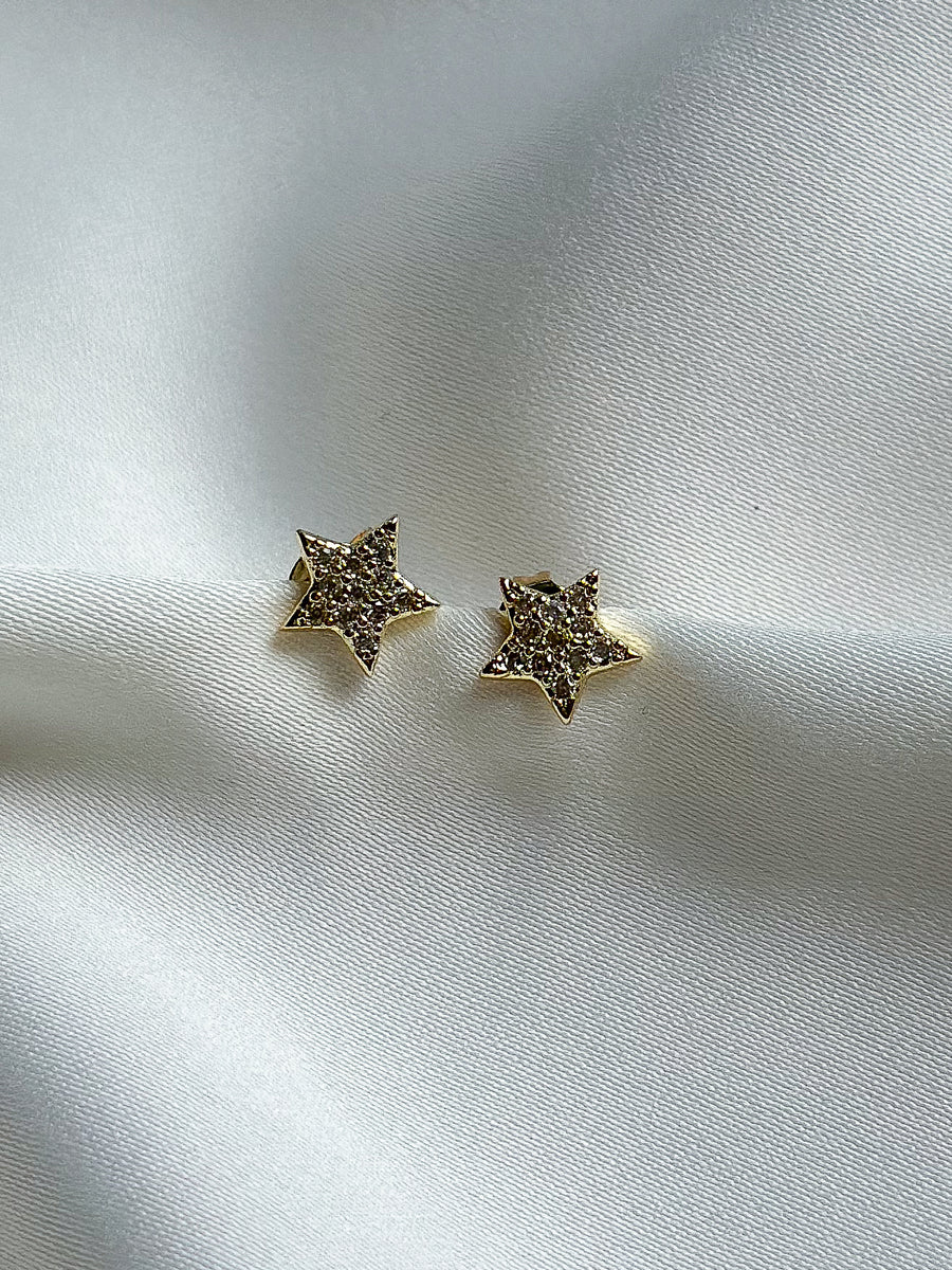 Earrings studs - star with stones