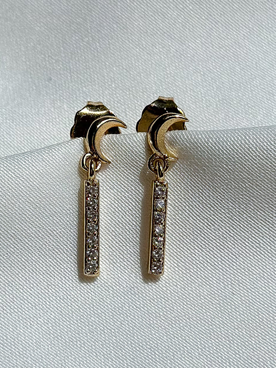 Earrings studs - half moons with bars