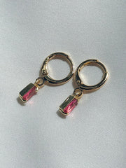 Earrings pendant - pink stone