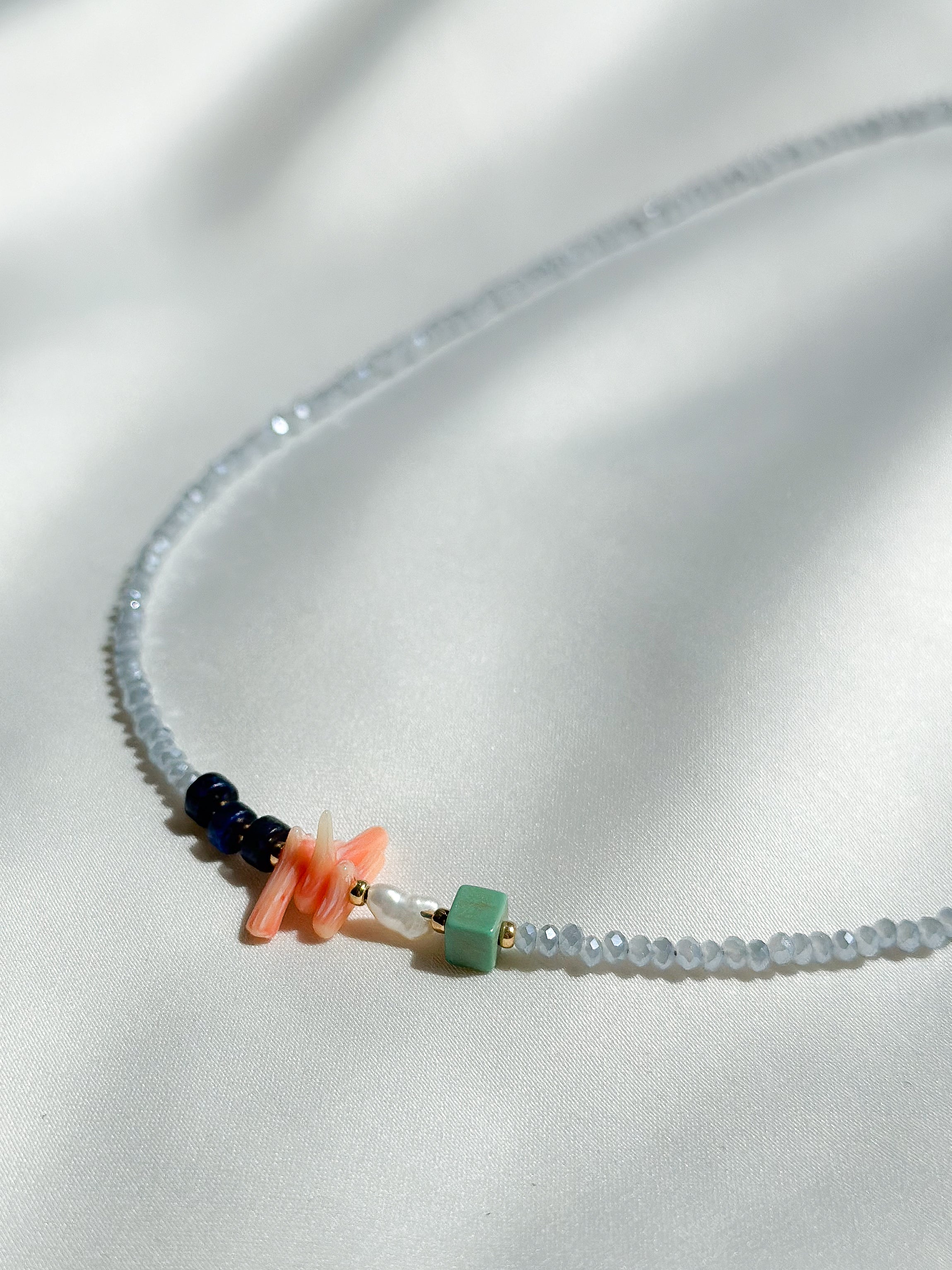 Ketting geslepen glas - blauw