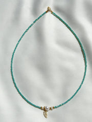 Ketting geslepen glas - turquoise